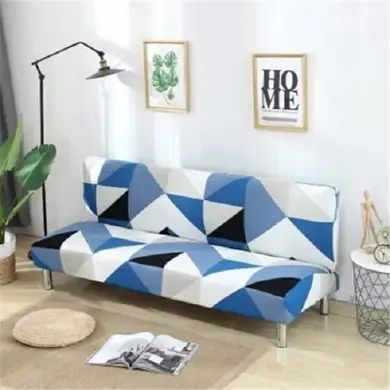 Чохол на диван + 2 крісла еластичні принт Homytex Ромб синьо-блакитний Ht-18307 фото