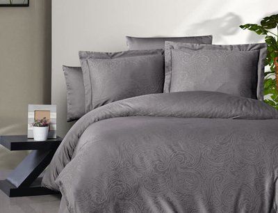 Комплект постільної білизни First Choice Jacquard Satin Feodora JS-127-Feodora-Quick-Silver-Євро фото