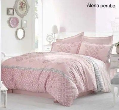 Постельное белье сатин евро размер Altinbasak Alona pembe m012086 фото