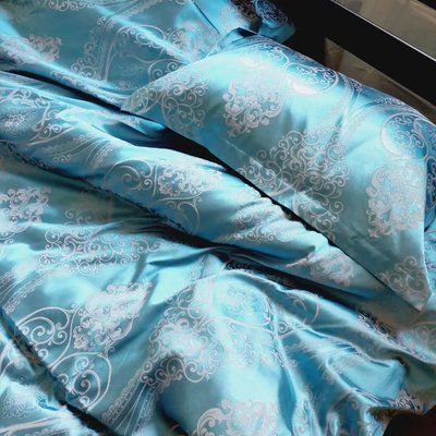 Постільна білизна Dom Cotton Сатин жаккард 23001 блакитний d-c6191v фото