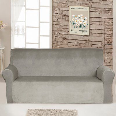 Чехол на диван 2-х местный Велюр Love You, Светло-серый loveyouhome_81180 фото