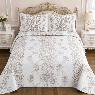Жаккардовое покрывало с наволочками My Bed, "Eda", Бежево-серый My_bed_4 фото