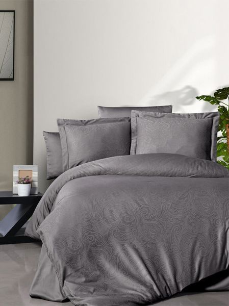 Комплект постільної білизни First Choice Jacquard Satin Feodora JS-127-Feodora-Quick-Silver-Євро фото