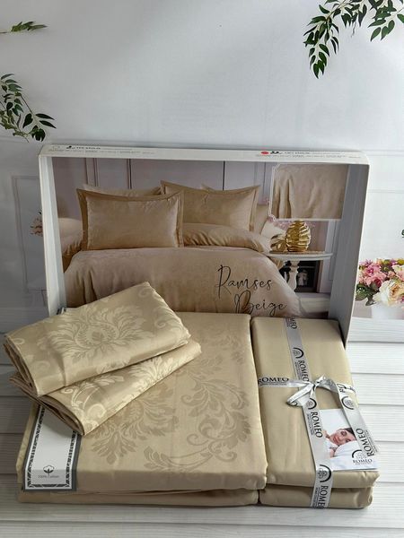 Ramses Bej жаккардовое постельное белье, евро размер Romeo home Турция Sul-6090 фото