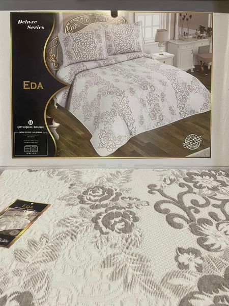 Жаккардовое покрывало с наволочками My Bed, "Eda", Бежево-серый My_bed_4 фото