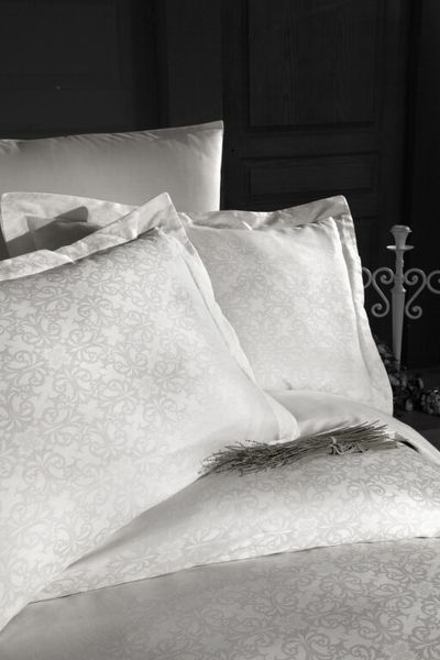 Комплект постільної білизни First Choice Jacquard Satin Lamone JS-146-Lamone-Krem-Євро фото