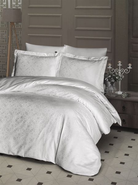 Комплект постільної білизни First Choice Jacquard Satin Lamone JS-146-Lamone-Krem-Євро фото