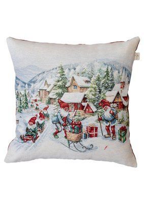 Подушка гобеленова з велюром Снігова зима Салазки, 45х45см ПРОВАНС 037197 provence_037197 фото