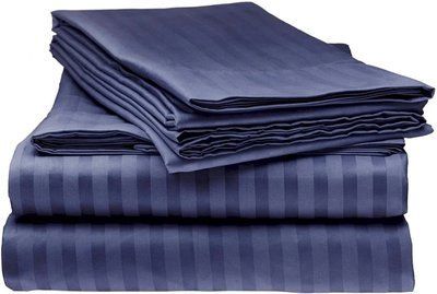 Однотонна постільна білизна сатин Home Stripe Violet Night фіолетове Євро Maх posmar79445 фото