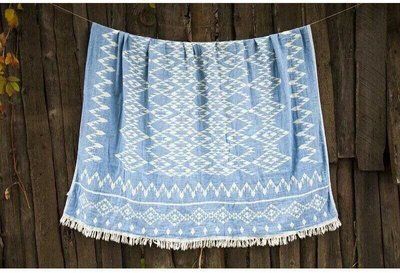 Хлопковый плед Barine Kilim Throw Blue голубой, sv2000022087988 фото