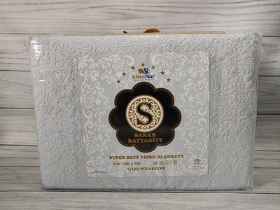 Плед акриловый с тиснением Altin Sarar 220x240 см Серо-голубой Sul-4320 фото