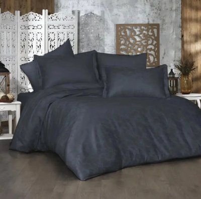 Постельное белье сатин премиум DIAMOND LISA ANTRASIT Евро 200х220 см p_s_k_564308 фото