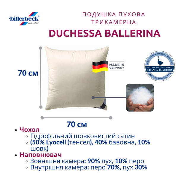 Подушка пуховая Billerbeck Duchessa Ballerina 108 (Дучесса) 51932111_8401038004 фото