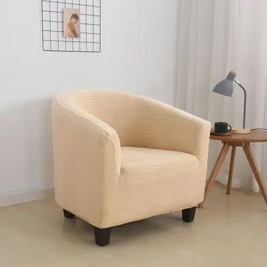Чохол на крісло трикотаж жакардовий Homytex Кремовий HT-384835-1 фото
