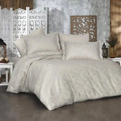 Постельное белье сатин премиум DIAMOND LISA KREM Евро 200х220 см p_s_k_563281 фото