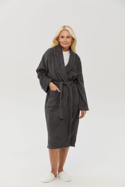 Махровый халат unisex Lotus Home - Basic New Line антрацит 3XL svt-2000022348102 фото