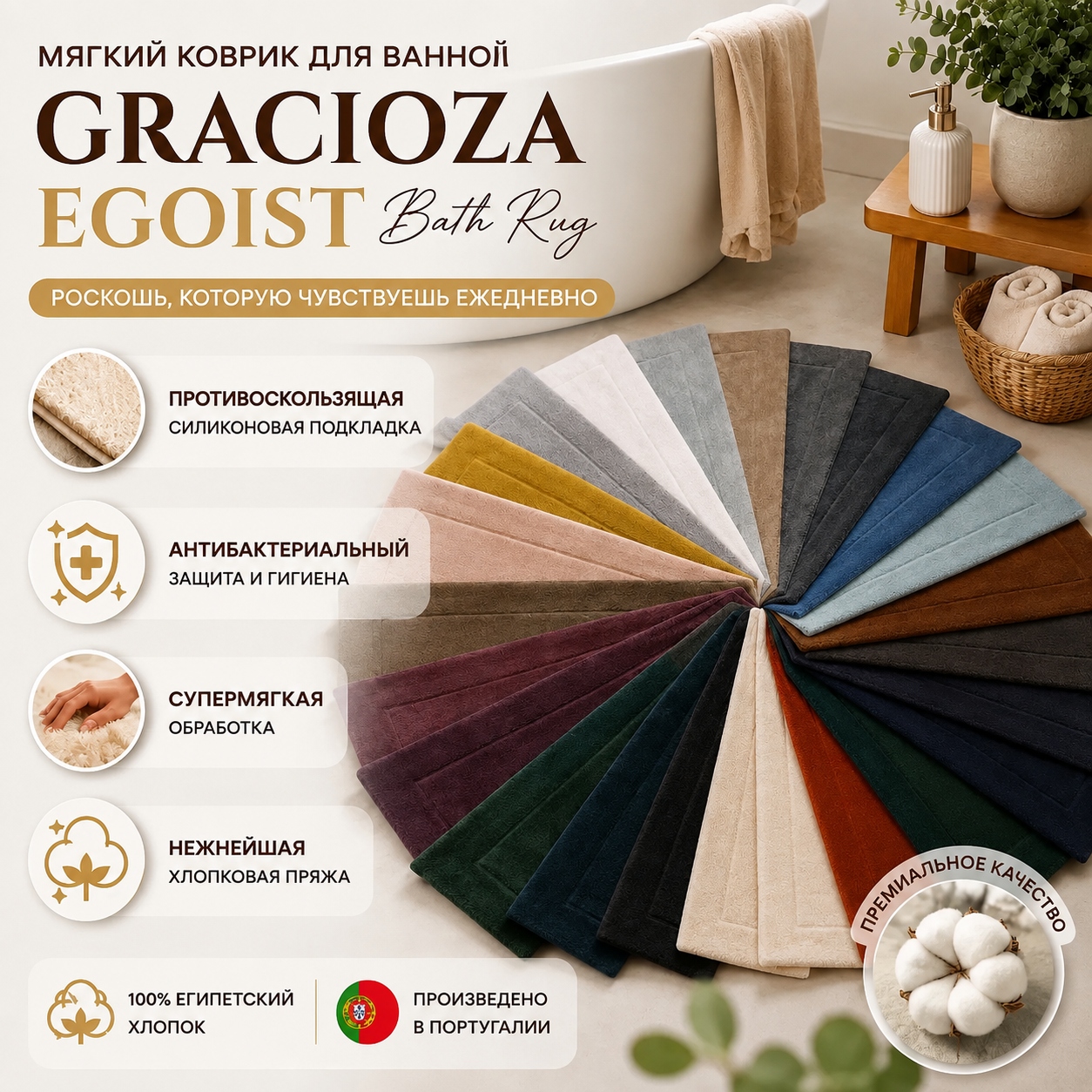 Инфографика Коврик для ванной Graccioza Egoist Bath Rug