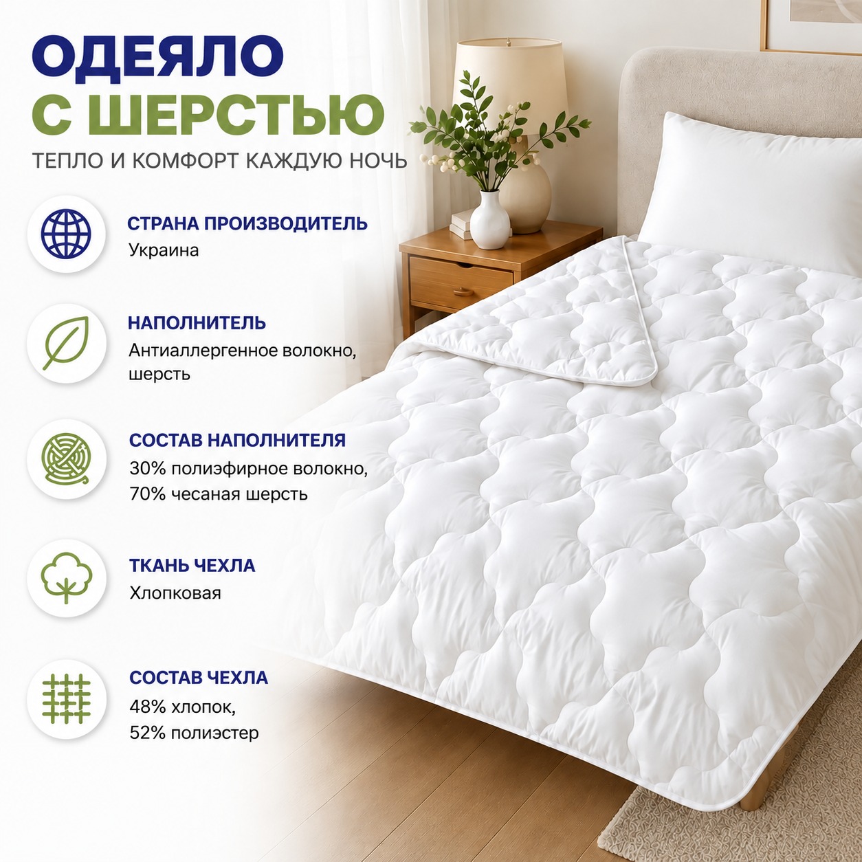 Инфографика Легкое шерстяное одеяло Наталия Billerbeck