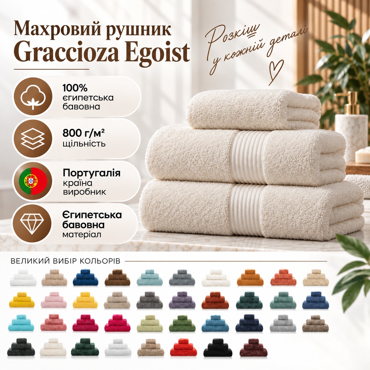 Інфографіка Махровий рушник Graccioza Egoist