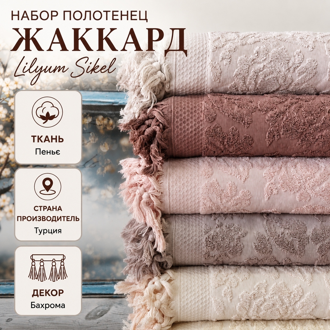Инфографика Набор полотенец Жаккард Lilyum Sikel 6 шт