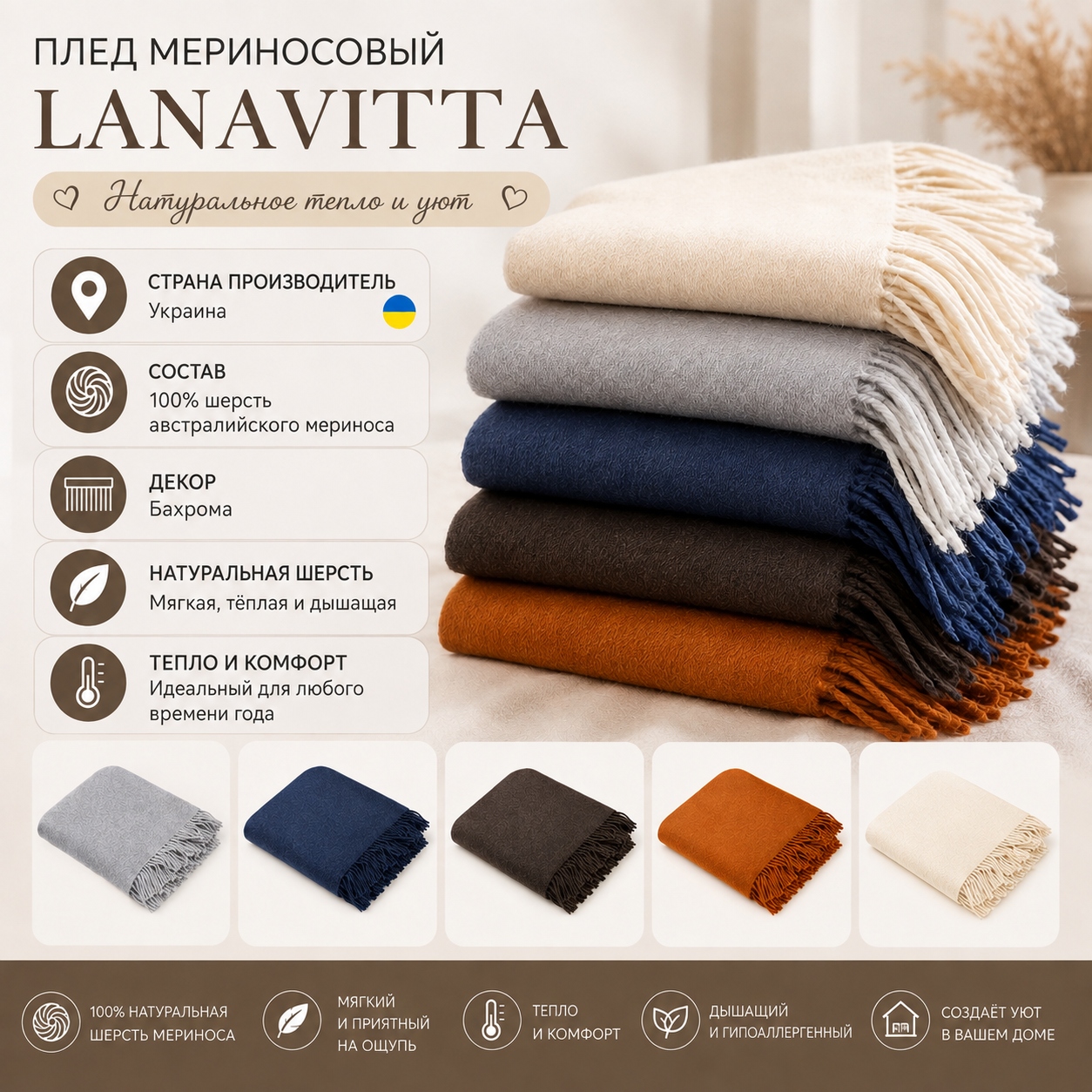 Инфографика Плед мериносовый Lanavitta Гранд